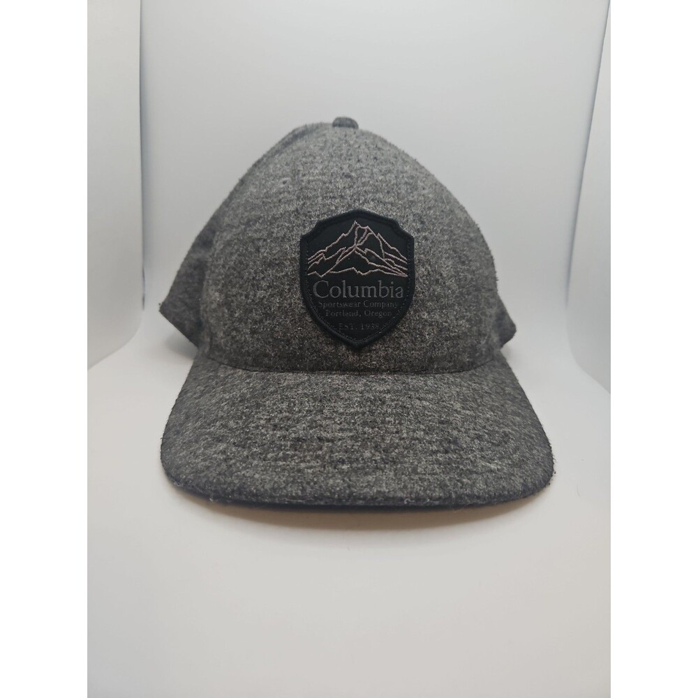 Columbia Sportswear Hat Fitted Flexfit Cap Solid Gray Black Portland Logo S/M